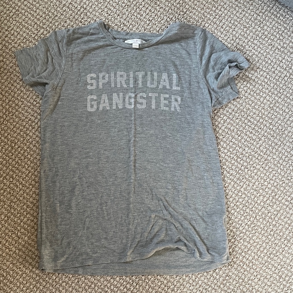 Spiritual Gangster Gray Graphic Tee with White Logo
